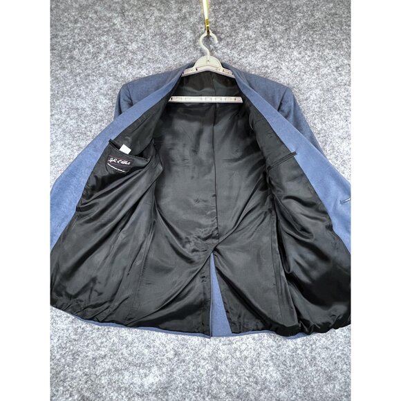 John R. Roberts Blazer Mens 40L Blue Two Button Sport Coat Jacket Modern Fit - Picture 3 of 13